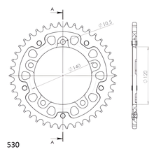 Supersprox Stealth 530 LK 140,0 mm Ø 120 mm 42T Pignone a 5 fori in alluminio/acciaio color argento