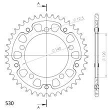 Ozubené kolo řetězu Supersprox Stealth 530 rozteč 140,0mm průměr 120mm 43 zubů 5 děr hliník / ocel modrá