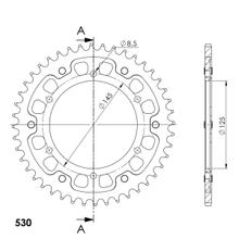 Supersprox Stealth 530 LK 145,0 mm Ø 125 mm 43T Pignone blu a 6 fori in alluminio/acciaio