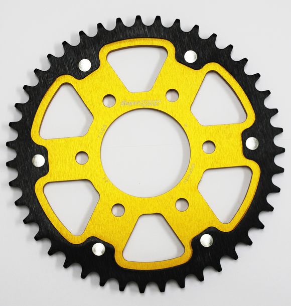 Chaîne Supersprox Stealth 530 LK 103,0 mm Ø 73 mm 43T à 6 trous en aluminium/acier doré