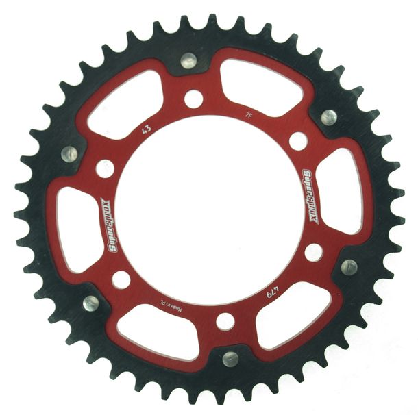 Kettenrad Supersprox Stealth 530 LK 130,0mm Ø 110mm 43Z 6-Loch Aluminium / Stahl rot