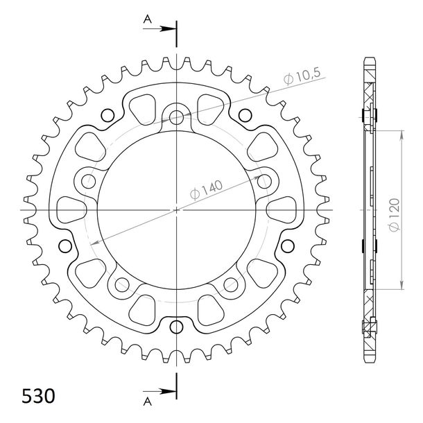 Supersprox Stealth 530 LK 140.0mm Ø 120mm 43T 5-hole aluminium/steel red
