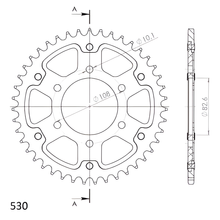 Ruota a catena in alluminio/acciaio a 6 fori Supersprox Stealth 530 LK 108,0 mm Ø 82,6 mm 43T nera