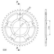 Supersprox Stealth 530 LK 116,0 mm Ø 92 mm 44T Pignone blu a 5 fori in alluminio/acciaio