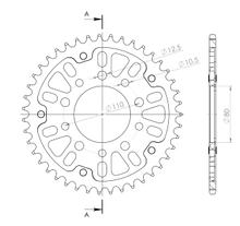 Supersprox Stealth 530 LK 110,0 mm Ø 80 mm 44T Pignone dorato a 5 fori in alluminio/acciaio