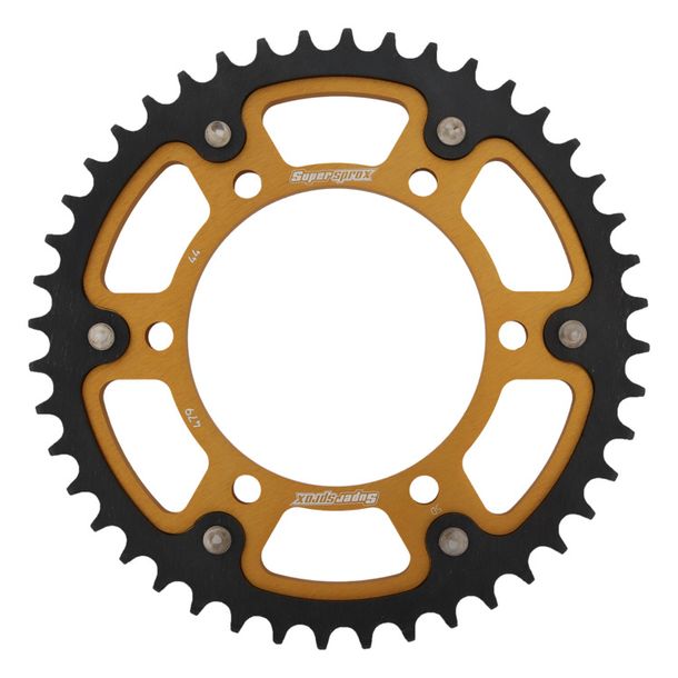 Kettenrad Supersprox Stealth 530 LK 130,0mm Ø 110mm 44Z 6-Loch Aluminium / Stahl gold