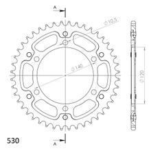 Supersprox Stealth 530 LK 140,0 mm Ø 120 mm 44T Pignone dorato a 6 fori in alluminio/acciaio