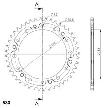 Ruota a catena Supersprox Stealth 530 LK 176,0 mm diametro 154 mm 44T 6 fori in alluminio/acciaio rosso