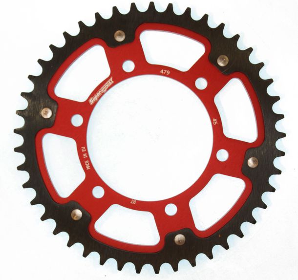 Kettenrad Supersprox Stealth 530 LK 130,0mm Ø 110mm 45Z 6-Loch Aluminium / Stahl rot