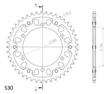 Piñón negro de aluminio/acero Supersprox Stealth 530 LK 150,0 mm Ø 130 mm 45Z