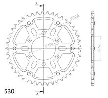 Piñón de cadena de aluminio/acero Supersprox Stealth 530 LK 100,0 mm Ø 76 mm 45Z negro