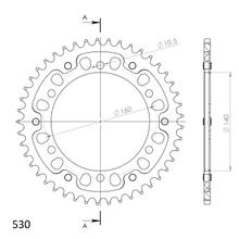 Piñón negro de aluminio/acero Supersprox Stealth 530 LK 160,0 mm Ø 140 mm 45Z
