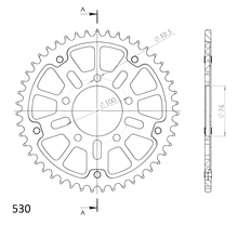 Piñón negro de aluminio/acero Supersprox Stealth 530 LK 100,0 mm Ø 76 mm 45Z