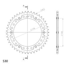 Piñón plateado de aluminio/acero Supersprox Stealth 530 LK 176,0 mm Ø 155 mm 45Z