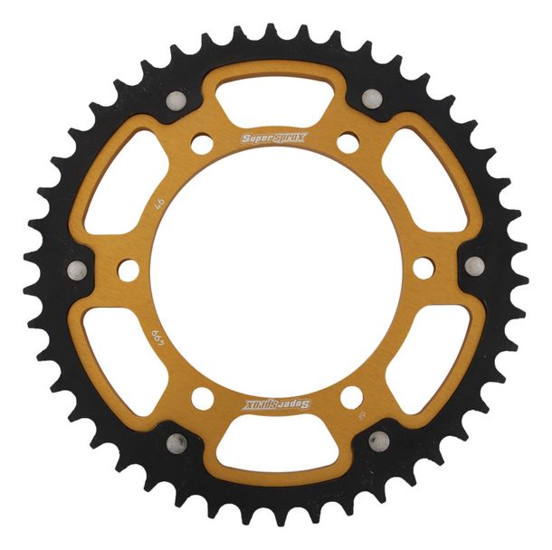 Kettenrad Supersprox Stealth 530 LK 140,0mm Ø 120mm 46Z 6-Loch Aluminium / Stahl gold