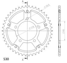 Supersprox Stealth 530 LK 116.0mm Ø 92mm 46Z 5-hole aluminium/steel red sprocket