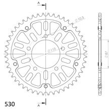 Piñón azul de aluminio/acero Supersprox Stealth 530 LK 110,0 mm Ø 87 mm 47Z