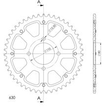Piñón dorado Supersprox Stealth 530 LK 110,0 mm Ø 80 mm 47Z de 4 orificios