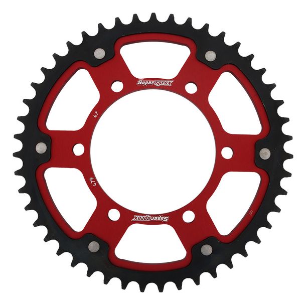 Kettenrad Supersprox Stealth 530 LK 130,0mm Ø 110mm 47Z 6-Loch Aluminium / Stahl rot