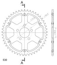 Supersprox Stealth 530 LK sprocket 82.5 mm diameter 56.5mm 49Z 5-hole aluminium/steel silver