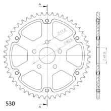 Pignon Supersprox Stealth 530 LK 82,5 mm diamètre 49,8 mm 53Z 5 trous aluminium/acier argenté