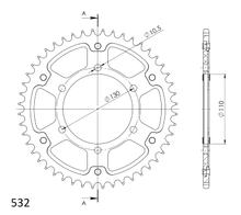 Supersprox Stealth 532 LK 130,0 mm Ø 110 mm 48Z Aluminio/acero dorado con 6 orificios