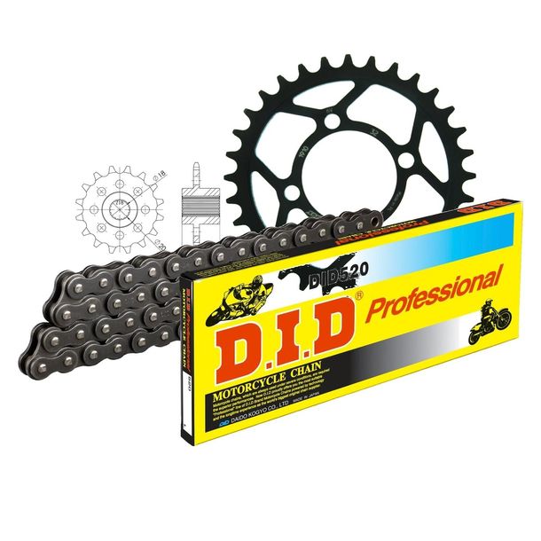 Kettensatz DID Stahl 520 / 70 Clipschloss für Aeon Cobra RS 2WD RSII 125 / 180 ccm