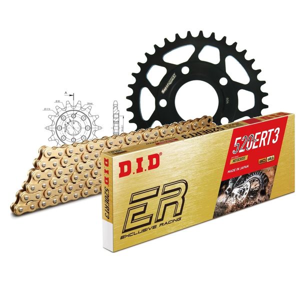 Kettensatz DID Stahl 520ERT2 / 110 Clipschloss für Honda NSR R CRF F 100 - 125 ccm Bj. 1994 - 2016
