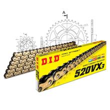 Set di catene DID acciaio 520VX3 / 110 Serratura a rivetti per Honda NSR R 125 ccm Bj. 2000 - 2003