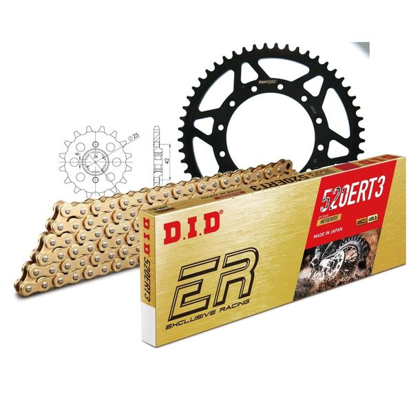 Kettensatz DID Stahl 520ERT2 / 102 Clipschloss für Honda XL S 250 ccm Bj. 1979 - 1981