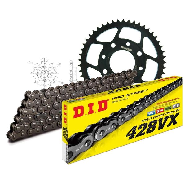 Jeu de chaînes DID acier 428VX / 120 Sans fin pour Honda XL S 185 ccm Bj. 1979 - 1984