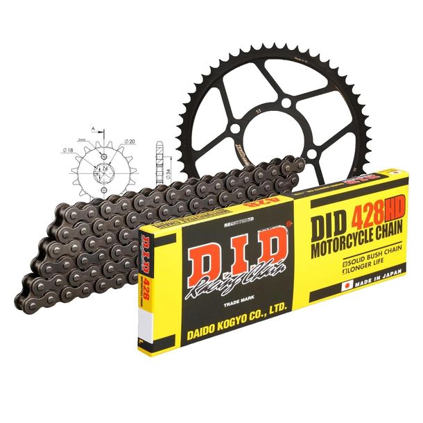 Kettensatz DID Stahl 428HD / 130 Clipschloss für Honda MTX R S 125 ccm Bj. 1983 - 1994
