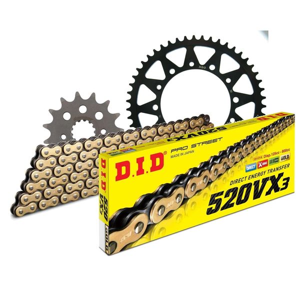 Kettensatz DID Stahl 520VX3 / 112 Clipschloss für Honda NX Dominator 650 ccm Bj. 1991 - 1994