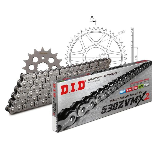 Chain set DID Stahl 530ZVM-X / 110 rivet lock