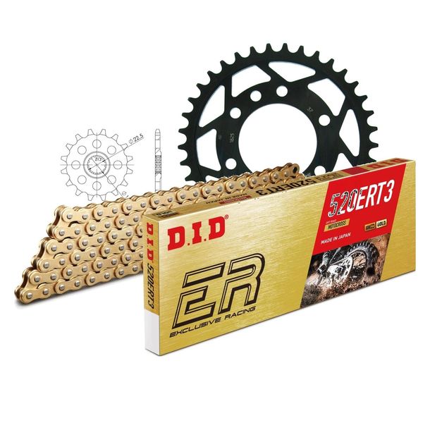 Kettensatz DID Stahl 520ERT2 / 98 Clipschloss für Suzuki GN L TD 400 ccm Bj. 1980 - 1982