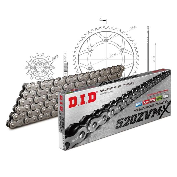 Kettensatz DID Stahl 520ZVM-X / 116 Endlos für Suzuki RM-Z 450 ccm Bj. 2005 - 2007
