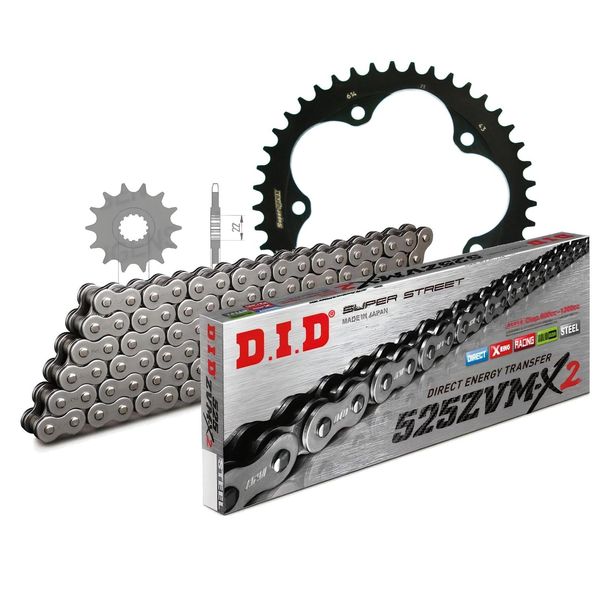 Jeu de chaînes DID acier 525ZVM-X2 / 114 Serrure à rivet