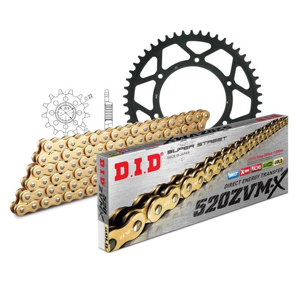 Kettensatz DID Stahl 520ZVM-X / 118 Endlos für KTM LC4 EXC EGS SX SC Supermoto 620 ccm Bj. 1994 - 2002