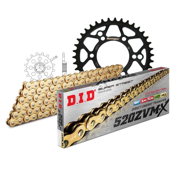 Chain set DID Stahl 520ZVM-X / 86 endless for Polaris Trail Boss Blazer 250 ccm