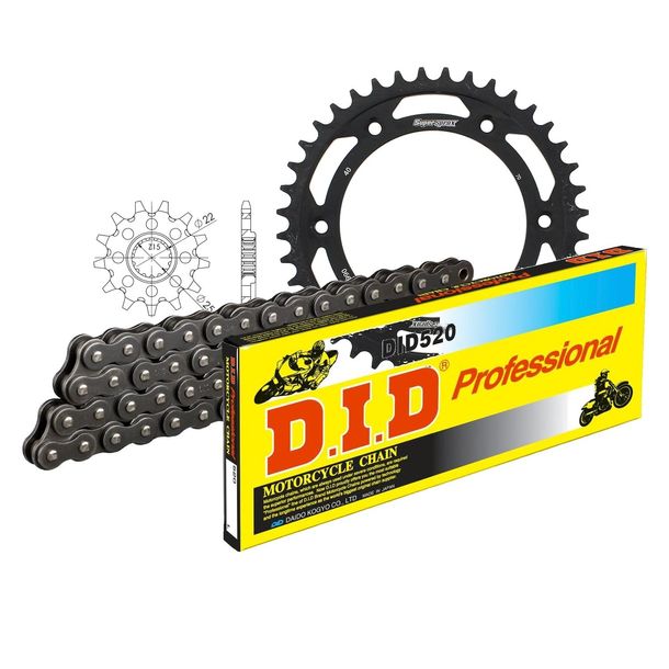 Chain set DID Stahl 520 / 118 Clip lock for KTM EXE Super Enduro Moto EXC Sixdays 125 / 250 ccm Bj. 2000 - 2017