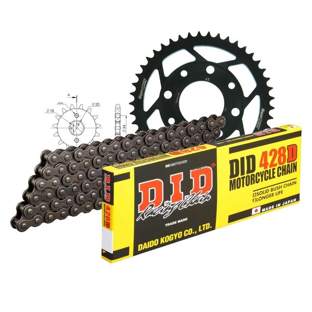 Kettingset DID Staal 428D / 148 Clipsluiting voor Daelim VL Daystar 125 ccm Bauwjaar 2008 - 2011