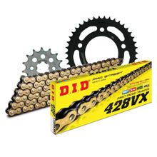 Set di catene DID acciaio 428VX / 128 Blocco della clip per Kymco Quannon Racing Naked 125 ccm Bj. 2007 - 2013