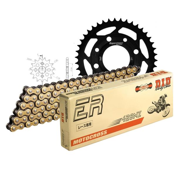 Chain set DID Stahl 428NZ / 130 Clip lock for Daelim Roadwin 125 ccm Bj. 2004 - 2007
