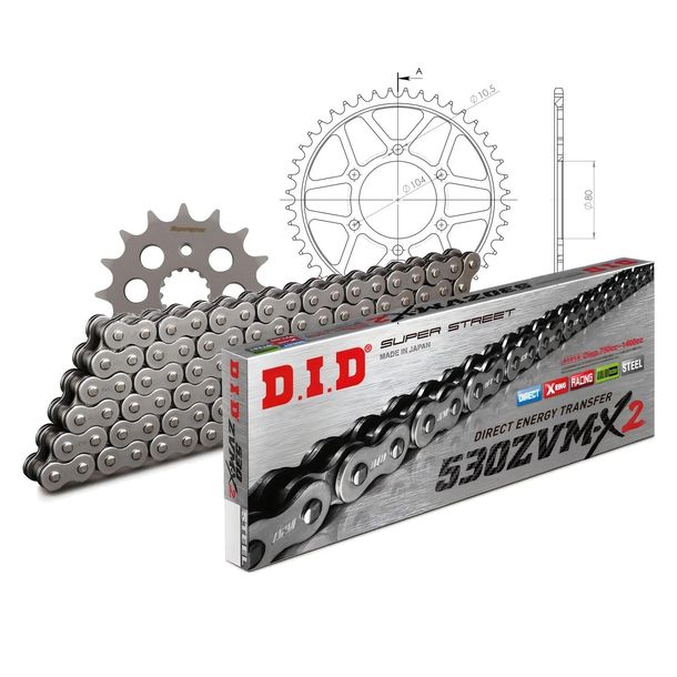 Chain set DID Stahl 530ZVM-X / 110 rivet lock