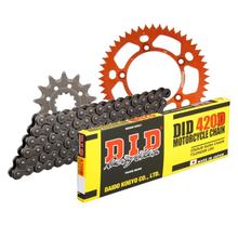 Kettingset DID Alu 420D / 112 Snapverbinding oranje voor KTM SX 60 / 65 cc bouwjaar 1998 - 2001