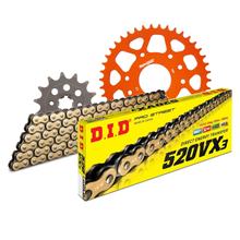 Jeu de chaînes DID Alu 520VX3 / 118 Serrure à rivet orange