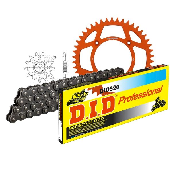 Chain set DID Alu 520 / 110 Clip lock orange for KTM Freeride R 250 ccm Bj. 2017