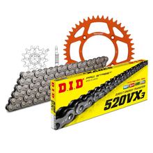 Kettingset DID Alu 520VX3 / 110 Clipsluiting oranje voor KTM Freeride R 250 cc bouwjaar 2017