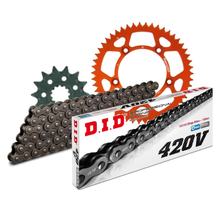 Řetězová sada DID Alu 420V / 112 s klipsovým zámkem oranžová pro KTM SX 65 ccm r.v. 2002 - 2010