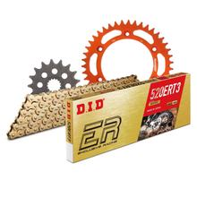 DID ketting set Alu 520ERT2 / 110 snelkoppeling oranje voor KTM LC4-E Super Moto LC4 SM 640 ccm bouwjaar 1999 - 2006